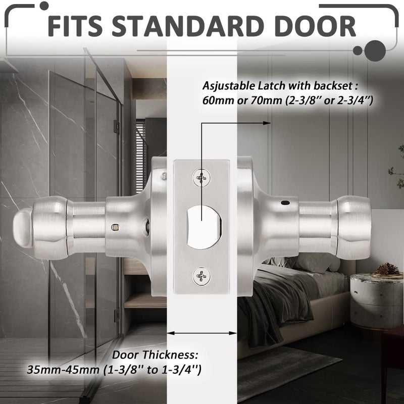 Probrico (3 Pack Entry Door Lever [Lock with 3 Keys],Locking Door Handle Set for Office or Front Door,Satin Nickel Finish Wave Entrance Door Lock with Key, Reversible Right & Left Side Handed - Image 3